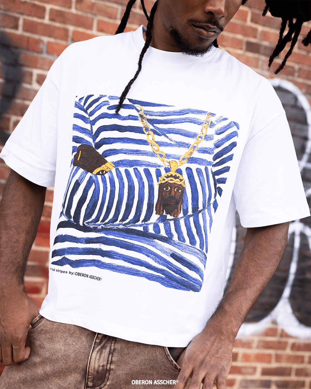Earned Stripes Tee navy - Oberon Asscher