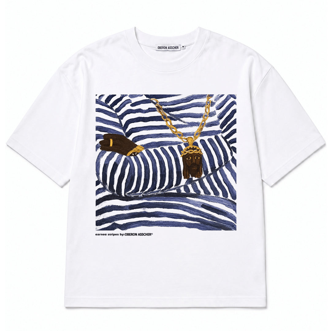 Earned Stripes Tee navy - Oberon Asscher
