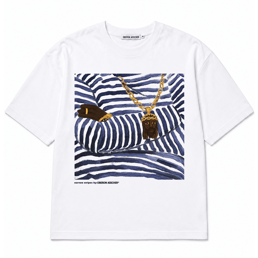 Earned Stripes Tee navy - Oberon Asscher