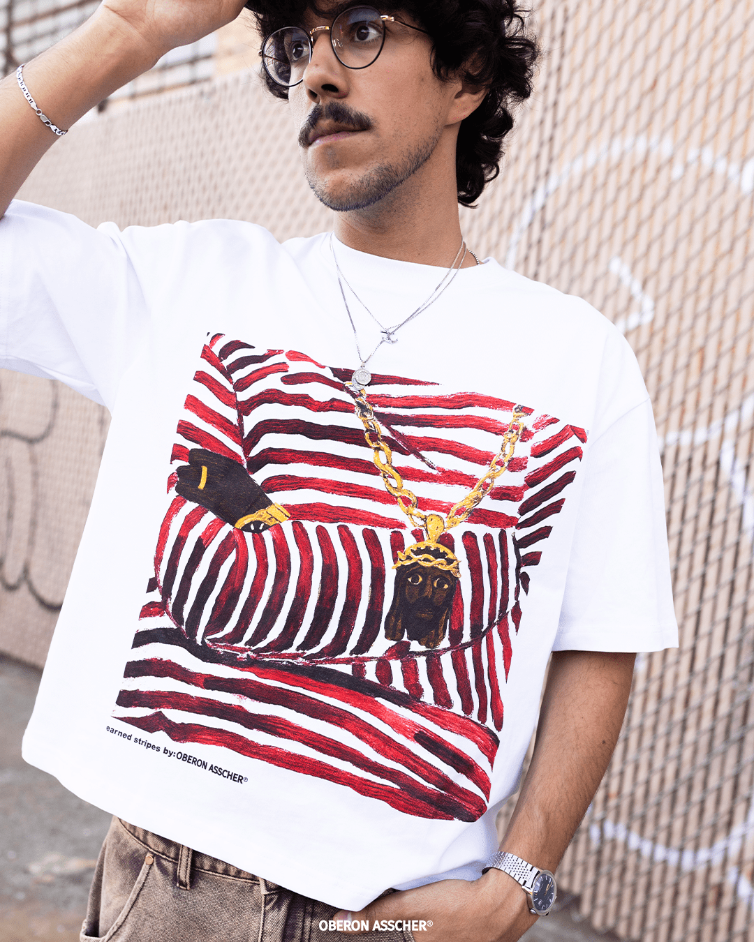 Earned Stripes Tee Red - Oberon Asscher