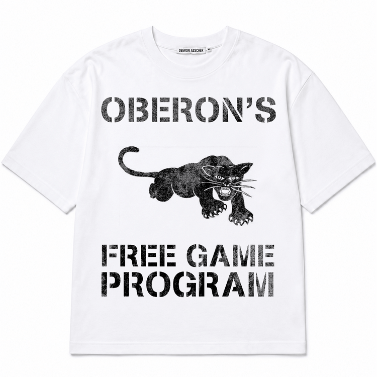 Oberon's Free Game Program Tee White - Oberon Asscher