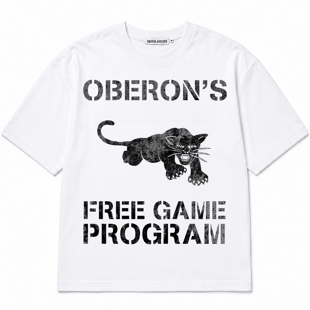 Oberon's Free Game Program Tee White - Oberon Asscher