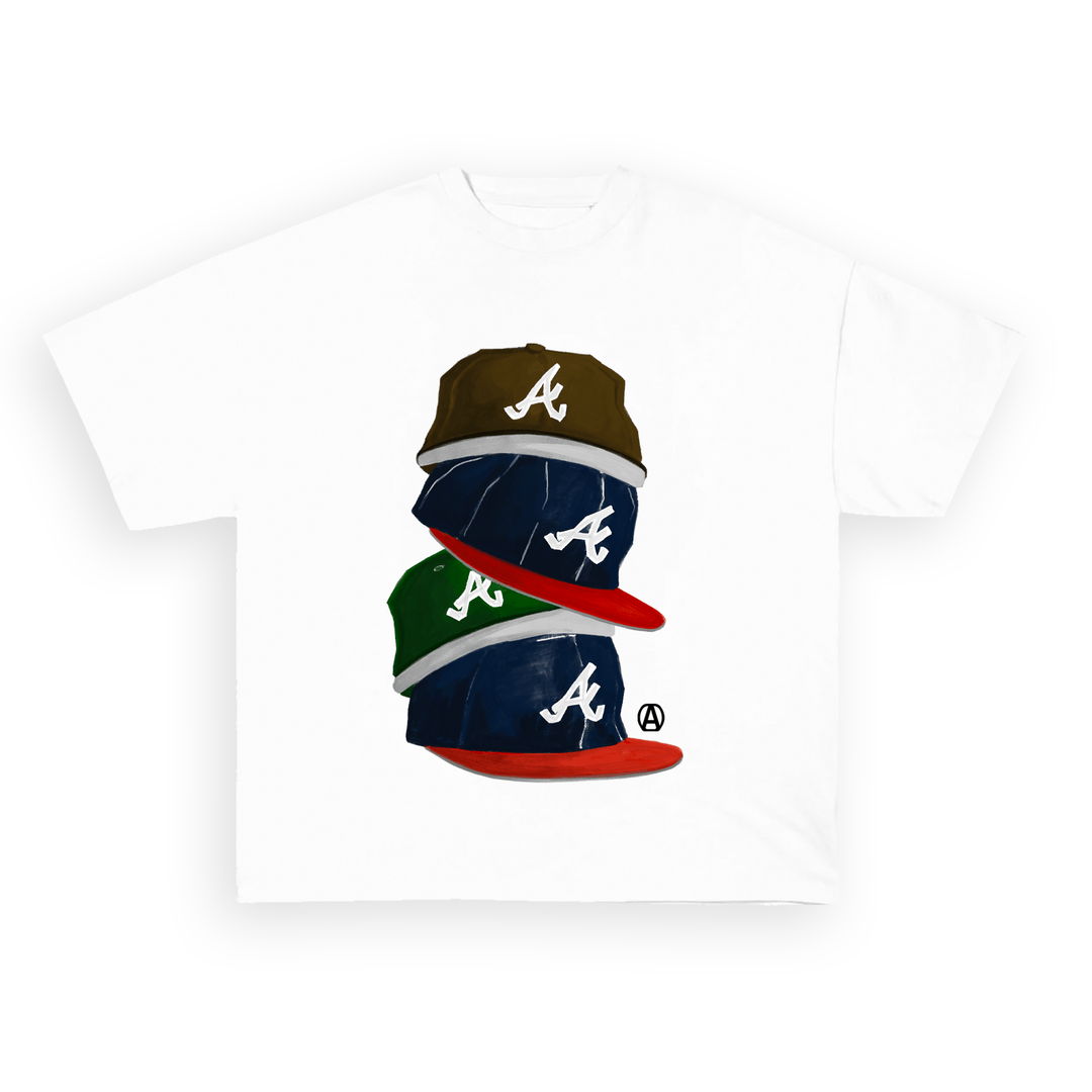Atlanta baseball fan tee in red and navy